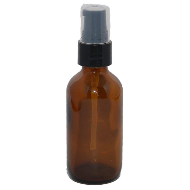 Botella de vidrio redonda Boston ámbar de 1 oz con rociador de niebla fina 6 / caja
