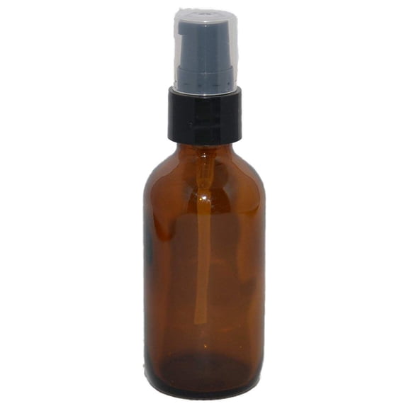 Botella de vidrio redonda Boston ámbar de 1 oz con rociador de niebla fina 6 / caja
