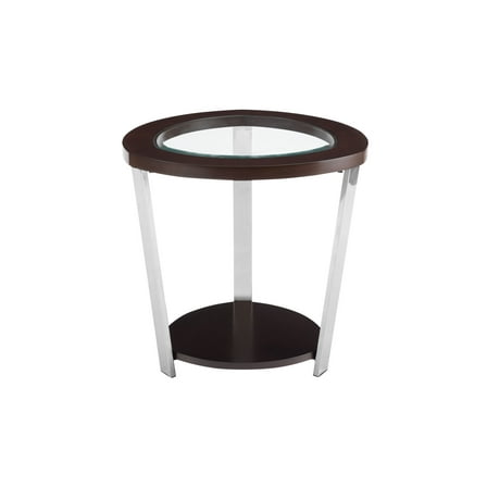 Steve Silver Duncan Contemporary 23" Round Wood End Table, Espresso