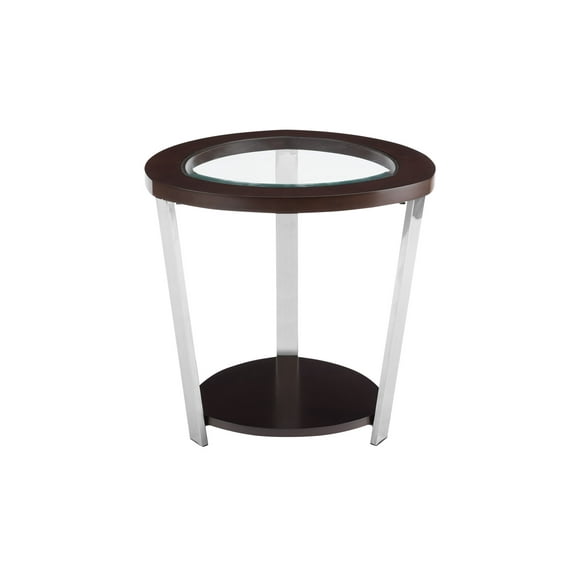 Steve Silver Duncan Contemporary 23" Round Wood End Table, Espresso