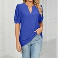 thumbnail image 5 of Women's Casual Summer V Neck Solid Color Hollow Short Sleeve Loose T Shirt Top 3x Women Shirts Exercise Tops for Women plus Size 3x for Women plus Size plus Size Shirts for Women 4x plus Size V Neck, 5 of 8