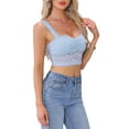 thumbnail image 4 of INSPIRAR CHIC Top de Mujer Floral de Encaje Sin Mangas Y2K Top Corto para Salir XL Azul, 4 of 6
