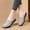 Gray, variant on Women Slip On Backless Loafers Comfort Leather Wide Low Top Casual Platform Shoes Gray 7.5(40)