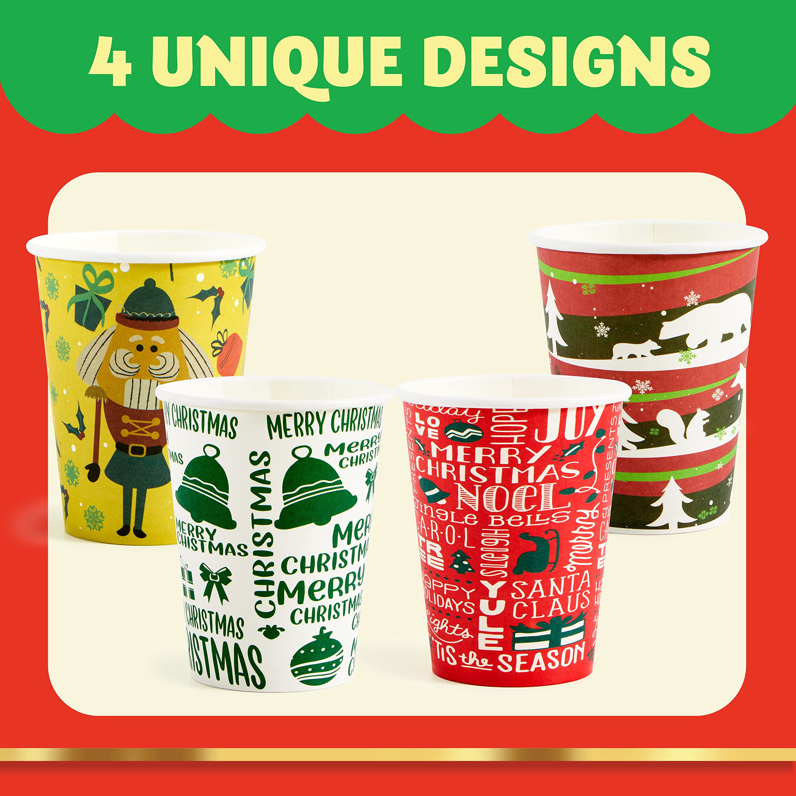 100 Pieces 9 Oz Christmas Paper Cups Christmas Holly Cups Disposable Paper  Cup f