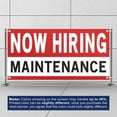 thumbnail image 3 of Now Hiring Maintenance 13 oz Heavy Duty Vinyl Banner Handyman Jobs Available Help Wanted Sign for Business Advertising Indoor/Outdoor Single-Sided with Metal Grommets (1.5x5 ft, Wh & Re & Bk), 3 of 6