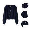 thumbnail image 6 of yotijay Women Knit Cardigan Sweater for Fall Winter V Neck Coat Jacket Long Sleeve Retro Navy, 6 of 9