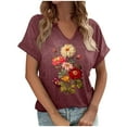 thumbnail image 2 of Womens Clothing Homenesgenics Womens Tops under $5 Women's Floral Print Small-Neck Short Sleeved T-Shirt Loose Tops Pink S, 2 of 4