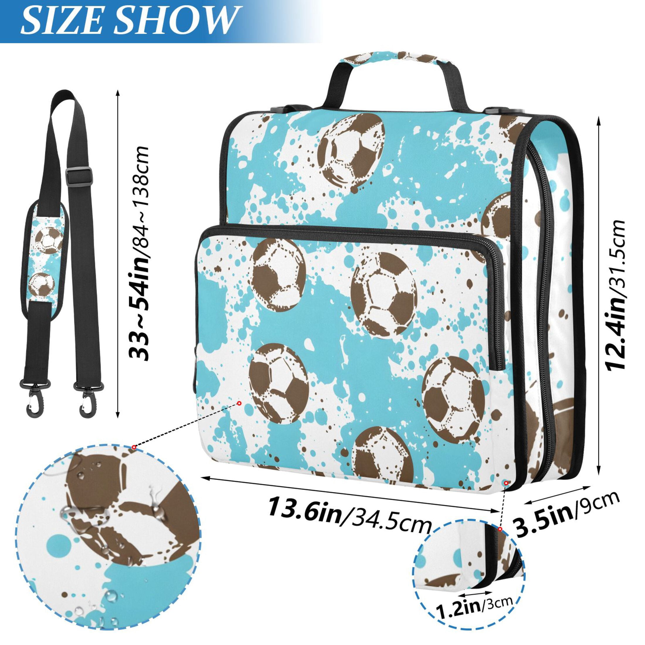 ALAZA Zipper Binder Watercolor Football 3 Ring Trapper Keeper File Folder Organizer Bag