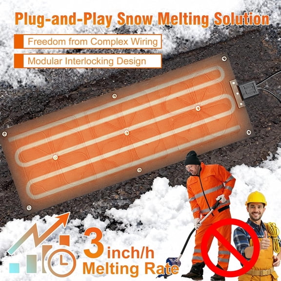 OEBLD Heated Snow Melting Mat for Outdoor Steps 10”X30”