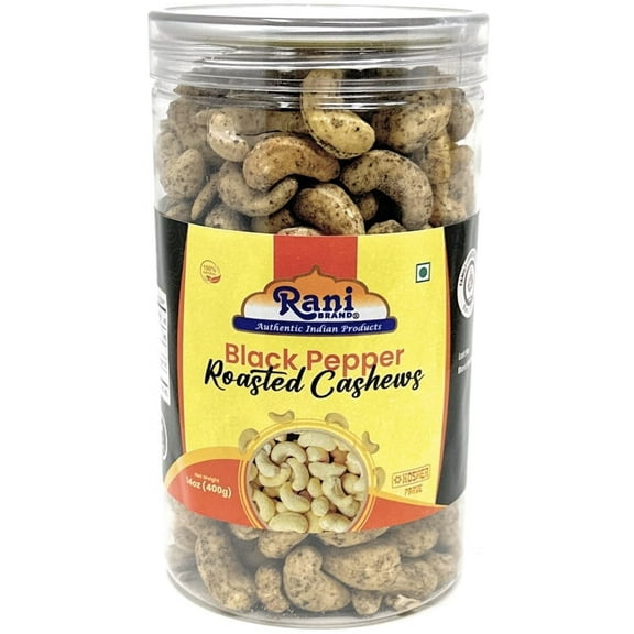 Rani Black Pepper Roasted Cashews 14oz (400g) PET Jar, Non-Fried, Oil Free ~ All Natural | Vegan | Gluten Friendly | NON-GMO | Kosher | Air Roasted, Crunchy & Flavorful