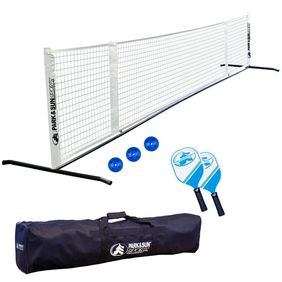 Park & Sun Sports 21 ft Adjustable Portable Pickleball Net Set with Paddles, Balls, and Carry Bag
