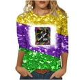 thumbnail image 2 of xixinqiwan Mardi Gras Clothing for Women,Mardi Gras Masks and Beads Graphic Tee Fat Tuesday Party Gift Tops, 2 of 6