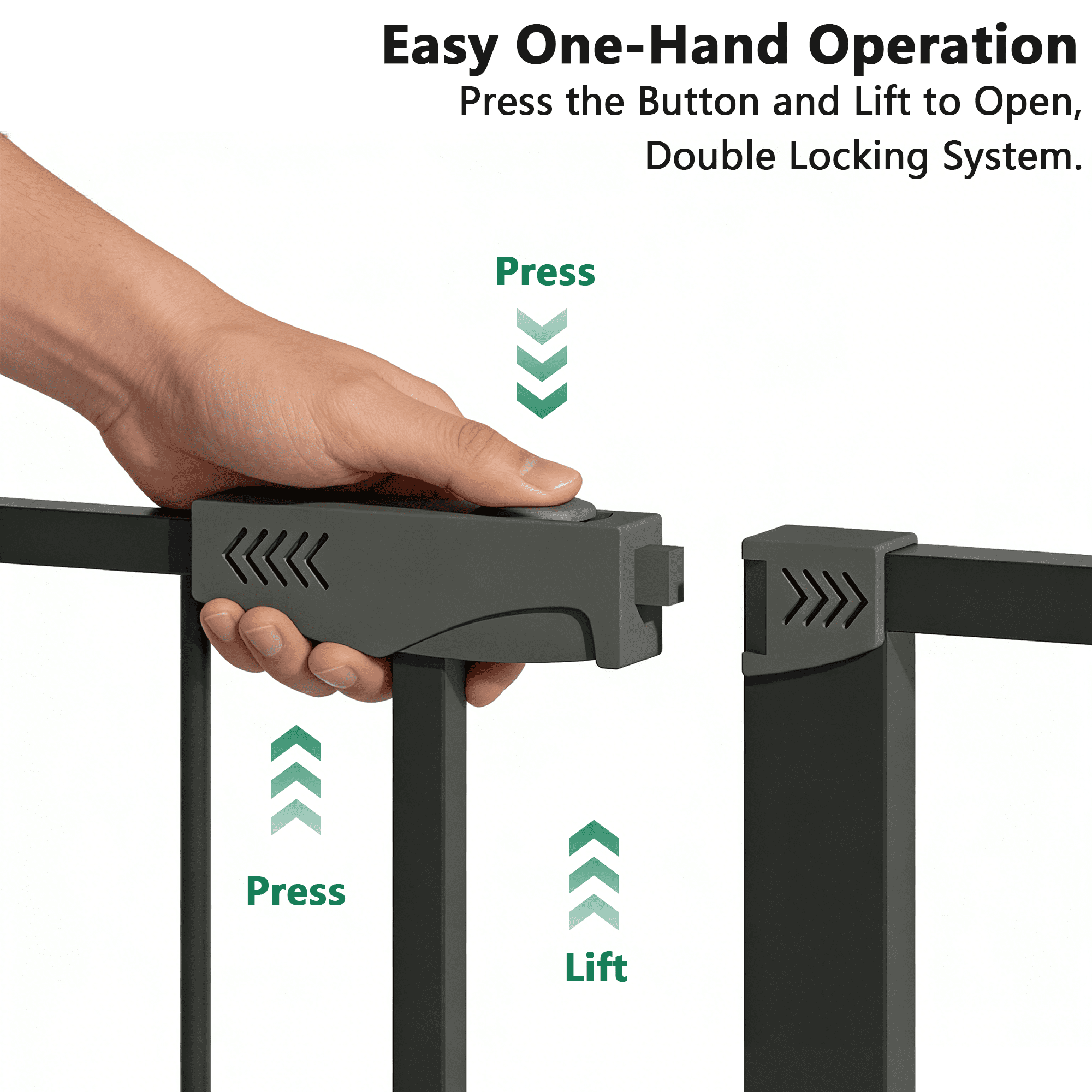 Metal Baby Gate with Cat Door for Stairs and Doorways, Pressure Mounted Safety Gate with Double Lock, No Tools Needed for Kids and Pets, Black