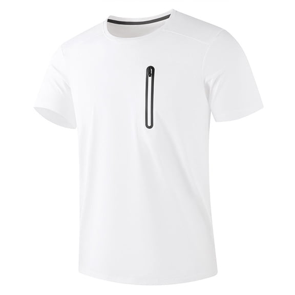 Fewfanhot Men's Essentials Quick Dry Athletic T-Shirt with Zip Pocket, Short Sleeve Breathable Workout Tee, Moisture-Wicking Gym Running Top, S-3XL