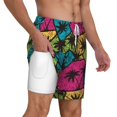 thumbnail image 3 of Goofa Hawaii Palms Printed Men's Swim Trunks Board Shorts Quick Dry Mens Swimming Trunks with Compression Liner,Breathable Fit Hawaii Beach Shorts-Small, 3 of 9