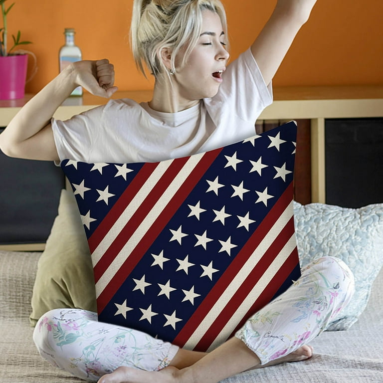 HongHeng 4th of July Decorative Pillows 17 x 17 Patriotic Star
