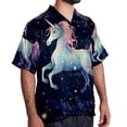 thumbnail image 2 of Starry Unicorn Men's Short Sleeve Poplin Shirt, Casual Button Down Shirts, Printed Summer Beach Shirt, Unisex Casual Button Down Top, 2 of 6