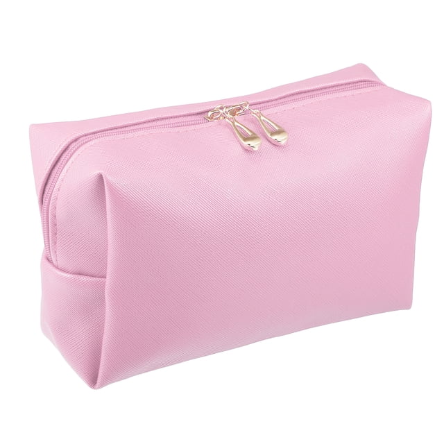 Bolsa de maquillaje Unique Bargains Cuero PU resistente al agua talla S rosa