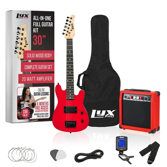 Guitarra eléctrica LyxPro de 30 pulgadas con kit de inicio para niños roja