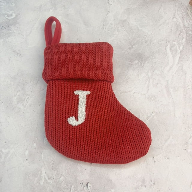 Amzcrzy Christmas Stocking Woolen Letter Christmas Stocking Ornament Christmas Stocking Ornament Letter Candy Stocking Ornament Holiday Decorations Hanging Decor Garden Decorations