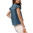 thumbnail image 3 of Weardear Women's V Neck Lace Crochet Shirts Button Down Short Sleeve Casual Blouse Tops, 3 of 6