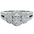 thumbnail image 4 of 1.00 CT Three Stone Split Shank Wide look Anniversary Engagement Ring 18K White Gold (G,VS), 4 of 5