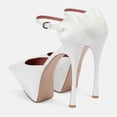 thumbnail image 3 of FSJ Women Elegant High Platform Buckle Ankle Strap Pumps Pointed Closed Toe Stiletto High Heel Sexy Party Wedding Dress Shoes Size 8 White, 3 of 3