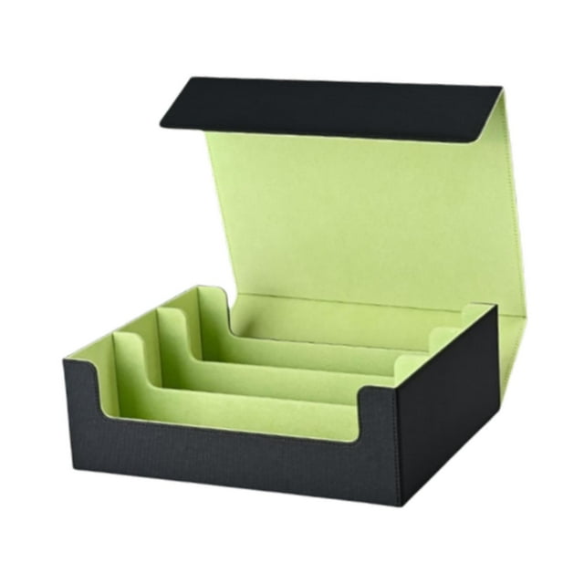 BELOVING Boîte de Jeu de Cartes à Collectionner Étui à 3 Rangées pour Cartes de Collection TCG Cartes de Hockey Noir Vert Pâle