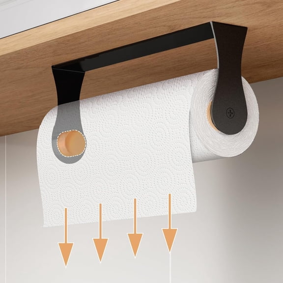 MUNDIDO Paper Towel Holder Under Cabinet Wall Mount Stainless Steel Tissue Paper Roll Holder Heavy Duty Paper Roll Hanger Adhesive or Drilling Paper Towel Rack Durable Toilet Roll Holder for Bathroom