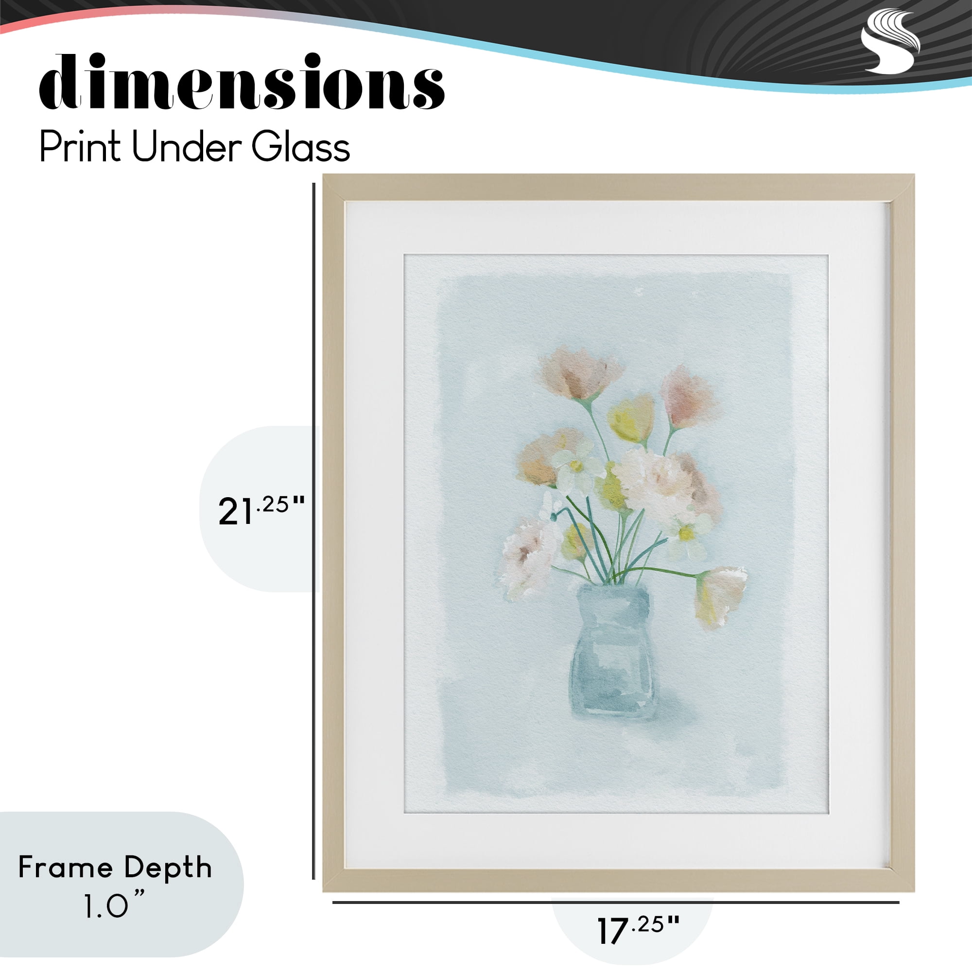 Stupell Industries Pretty Florals in Vase Birch Framed Print Under Glass, design by Leah Straatsma