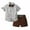 Coffee, variant on Fesfesfes Toddler Fall Outfit Summer Childrens Wear Boys Short sleeved Lapel Shirt Shorts Suit With Belt Tie