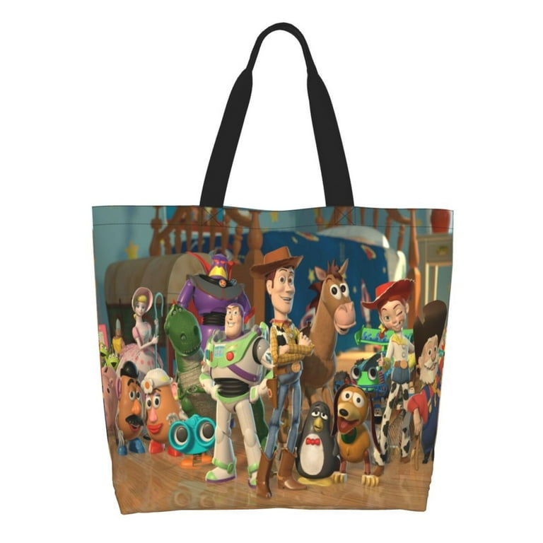 Cute Toy Story Extra Large Canvas Tote Bag For Gym Beach Travel Reusable Grocery Shopping Cartoon Portable Storage Bags