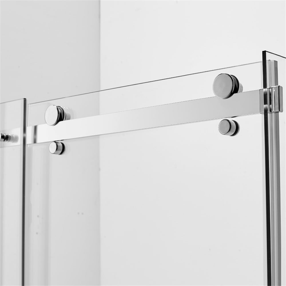 Kepooman 60 W x 76 Shower Door, Frameless Bypass Sliding Hinged Bathtub Door for Hotel Bathroom Kepooman 60 W x 76 Shower Door, Frameless Bypass Sliding Hinged Bathtub Door for Hotel Bathroom