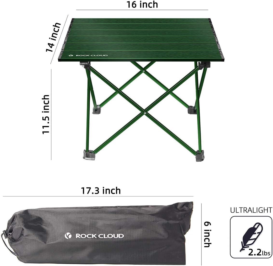 Ultralight Folding Camping Table, Aerospace Aluminum Portable Backpacking Table with Detachable 600D Polyester Storage Bag, Upgraded Nylon Hinges Supports 60 LBS for Hiking Fishing Beach Picnic
