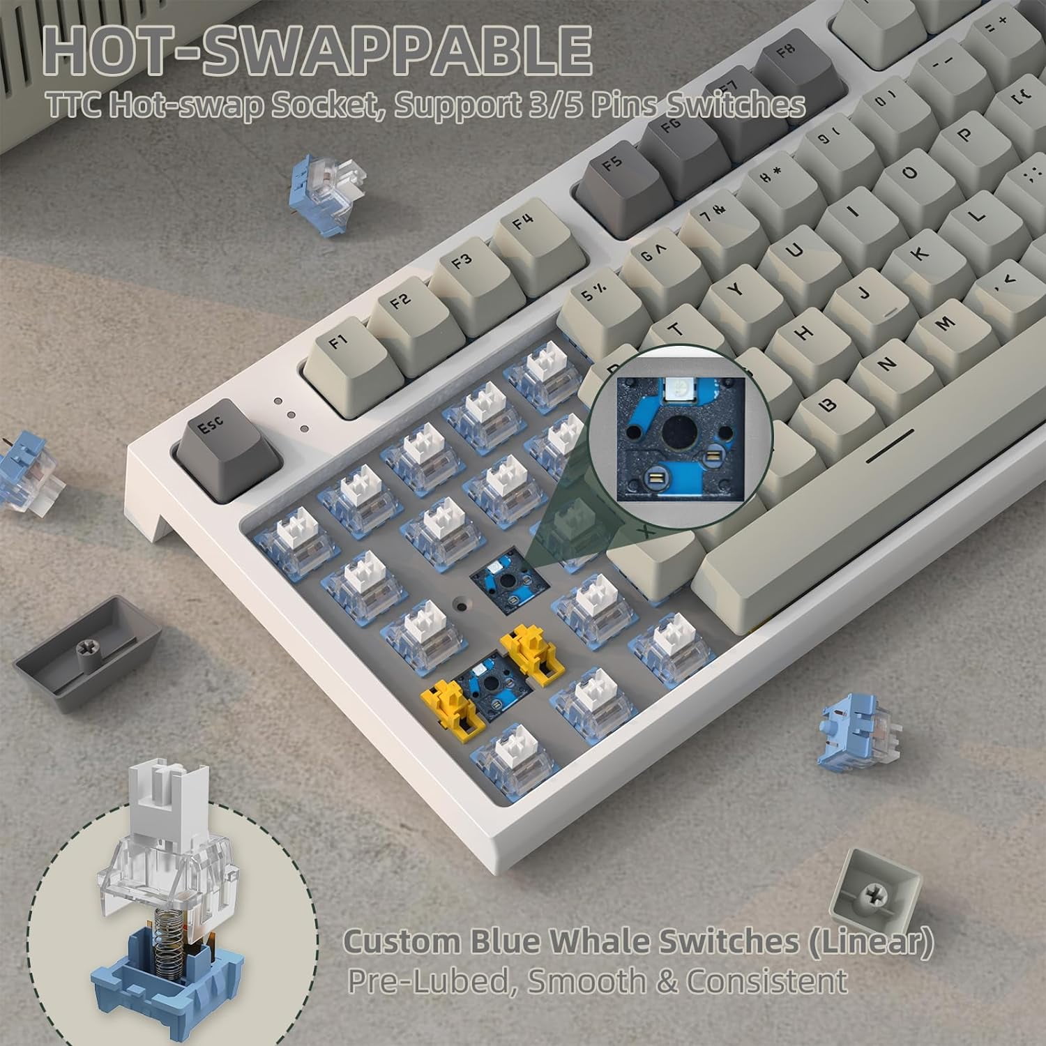 ATTACK SHARK K86 Wireless Mechanical Keyboard 75% with TFT Color Display & Knob Apex Pro TKL, 2.4G/Bluetooth/USB-C Wired RGB Backlit, Hot Swappable