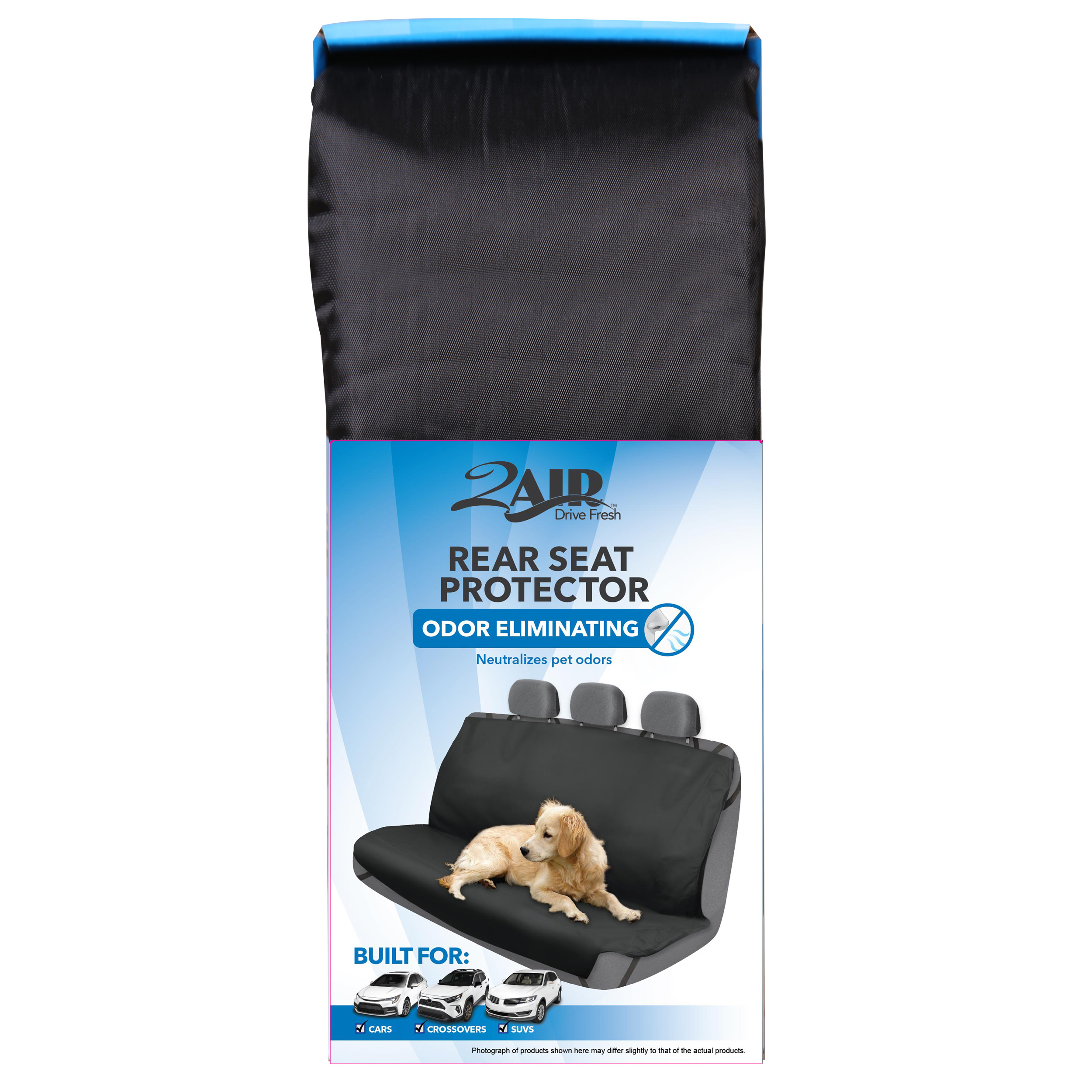 2Air Odor Eliminating Car Seat Protector, Black, Rear Bench photo 2