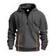 thumbnail image 1 of Dolkfu Sudaderas con capucha para hombres de media cremallera, sudaderas largas de deporte de color sólido con diseño de jacquard. XXL, 1 of 8