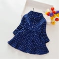 thumbnail image 3 of 1-7T Kids Girl's Long Sleeve Peter Pan Collar Polka Dot Dress Christmas Party Casual Dresses, 3 of 4