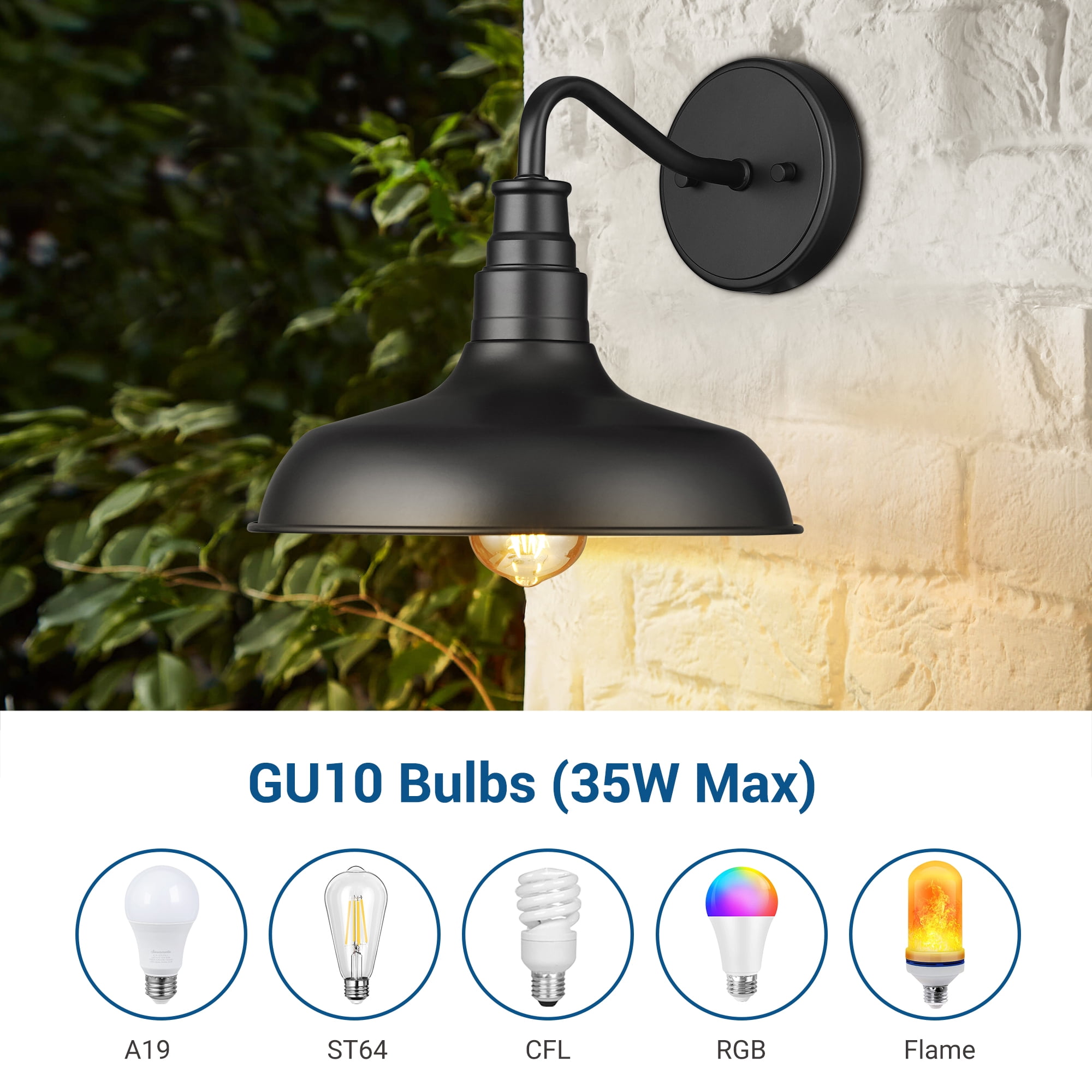 DEWENWILS 2 Pack Outdoor/Indoor Wall Light ,bedside lamp, Industrial Goose Neck Barn Light, Farmhouse Outdoor Wall Lantern Sconce, Porch Light for House Front door Entryway Garage, ETL Listed