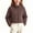 Brown, variant on Fleece Jacket Kid Long Sleeve Stand Collar Zip Up Soft Cropped Coat Warm Pull On Solid Cardigan Vacation Winter Outerwear with Pocket