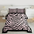 thumbnail image 2 of Feelyou Fashion Zebra Print Full Size Comforter Sets, Black Pink Lines Stripes Bedding Comforter Set, Teens Kids Boys Girls Reversible Bedding Sets, Luxury Bedroom Decor, 3-Piece, 2 of 8