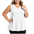 thumbnail image 6 of Besolor Plus Size Tank Tops for Women Summer V Neck Sleeveless Basic Tees Shirts Pleated Loose Casual Oversized T-Shirt Tanks(X-LargeWhite), 6 of 7
