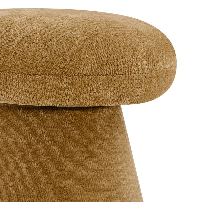 Spruce & Spring Swivel Upholstered Chenille Ottoman Footstool, Accent Stool for Living Room, Bedroom & Vanity, Yellow, 17x16x16in