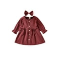 thumbnail image 2 of SUNSIOM Ensemble 2 Pcs pour Enfants, Robe Unie à Boutons + Pince à Cheveux avec Nœud, 2 of 10