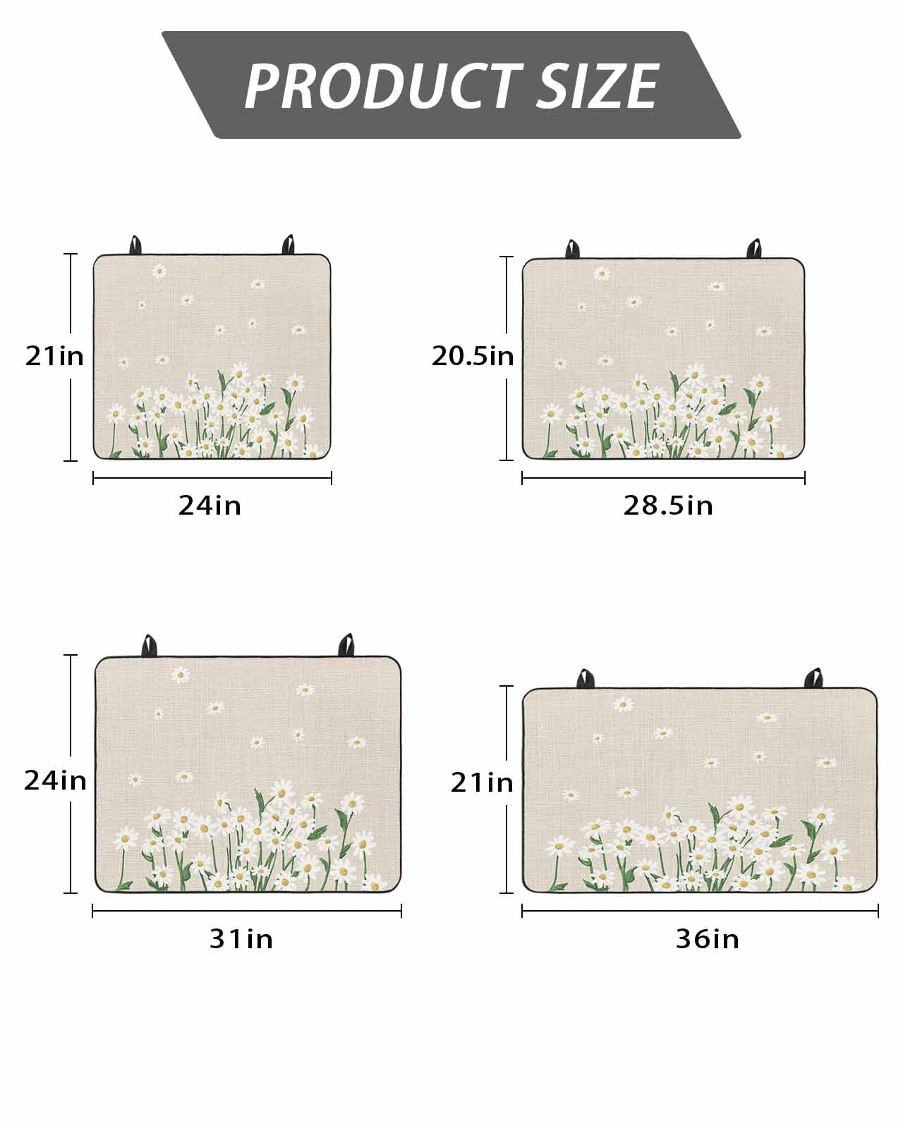 Stove Top Covers for Electric Stove, Spring Floral Glass Stovetop Cover Protector, White Daisy Farmhouse Linen Texture Induction Cooktop Protector Oven Mat for Kitchen Countertop 24"x21"