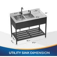 thumbnail image 3 of Ktaxon Stainless Steel Double Bowl Utility Sink, Free Standing Sink with Faucet, Perfect for Laundry Room, Kitchen, Restaurant, Garage, Backyard, 23"D x 48"W x 39"H, 3 of 8