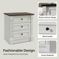 thumbnail image 3 of wow97e Farmhouse 3-Drawer Nightstand with Charging Station, Wood End Table with Roman Column for Bedroom, White, 3 of 6