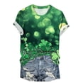 thumbnail image 3 of Amzcrzy Womens Tops Mode Imprimé Trèfle T-Shirt de la Saint-Patrick Col Rond T-Shirts de la Saint-Patrick Décontractés Tendance Manches Courtes Hauts pour Femme, 3 of 5