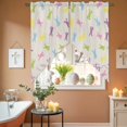 thumbnail image 6 of Happy Easter Rabbit Swag Valance Curtains Spring Easter Pink Blue Green Bunny Silhouette Linen Texture Rod Pocket Swag Curtains Small Window Treatments for Kitchen Bedroom 28" W x 36" L, 2 Panels, 6 of 9