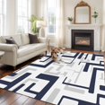 thumbnail image 3 of Navy Gray Geometric Stripes Washable Living Room Rugs 6'x9', Modern Abstract Lines Maze Low Pile Throw Large Area Rug Non-Slip Sturdy Edge Binding Carpet for Dining Room Kitchen Office, 3 of 9